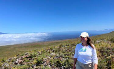 Traveler exploring the highlands of Isabela Island in the Galapagos Islands