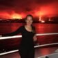 Volcanic eruption in the Galapagos Islands viewed from an expedition cruise vessel