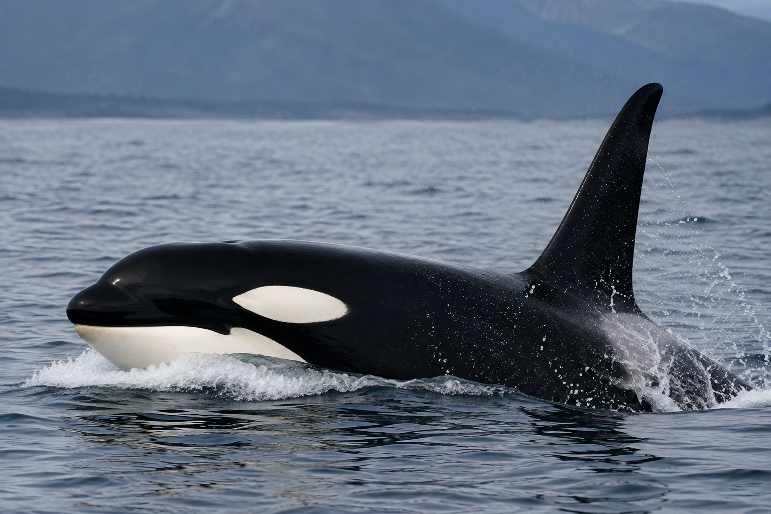 Orca swimming in the waters of the Galápagos Islands