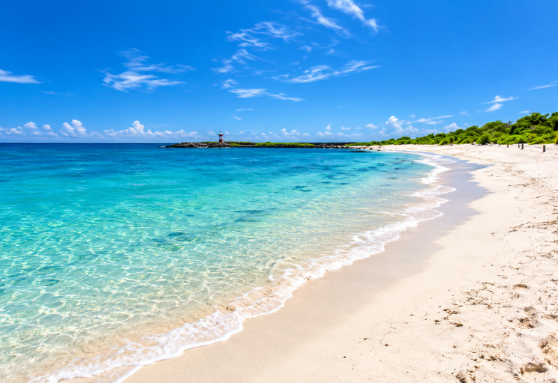 Scenic view of Playa Carola on San Cristóbal Island in the Galápagos