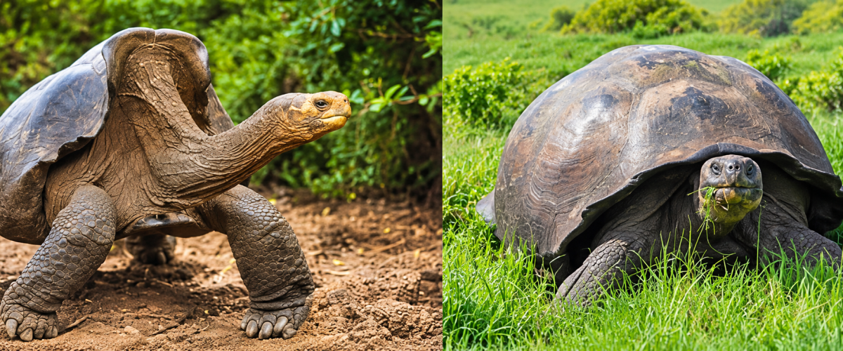 Galápagos giant tortoises in their natural habitat in the Galápagos Islands, Ecuador