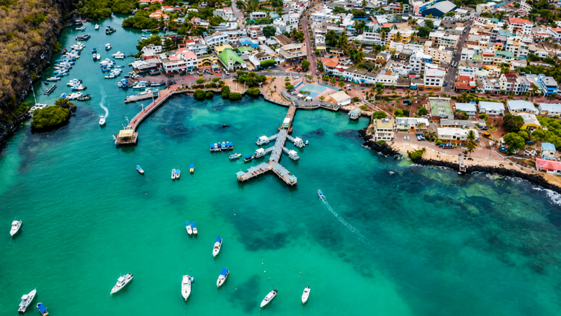 Scenic view of Puerto Ayora on Santa Cruz Island in the Galápagos
