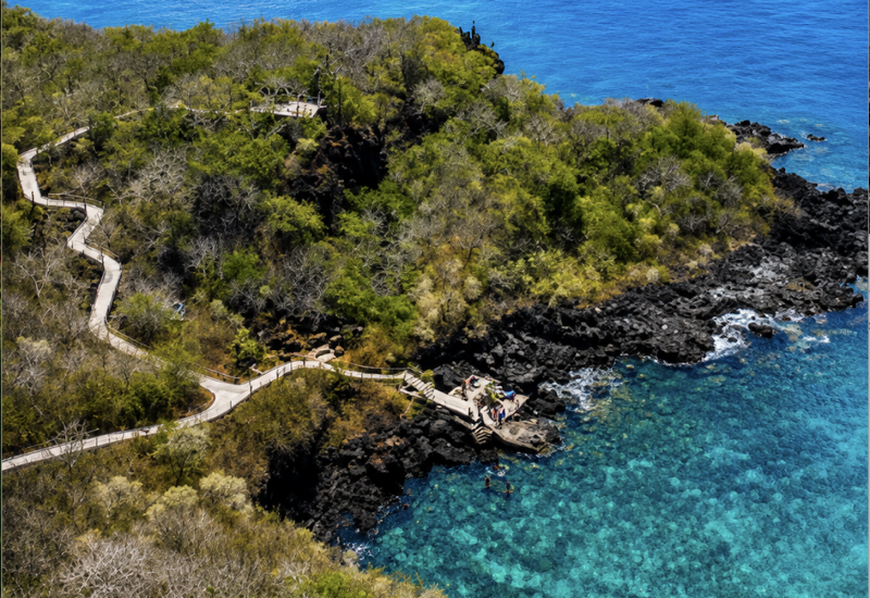 Snorkeling in the clear waters near Tijeretas Hill on San Cristóbal Island, Galápagos